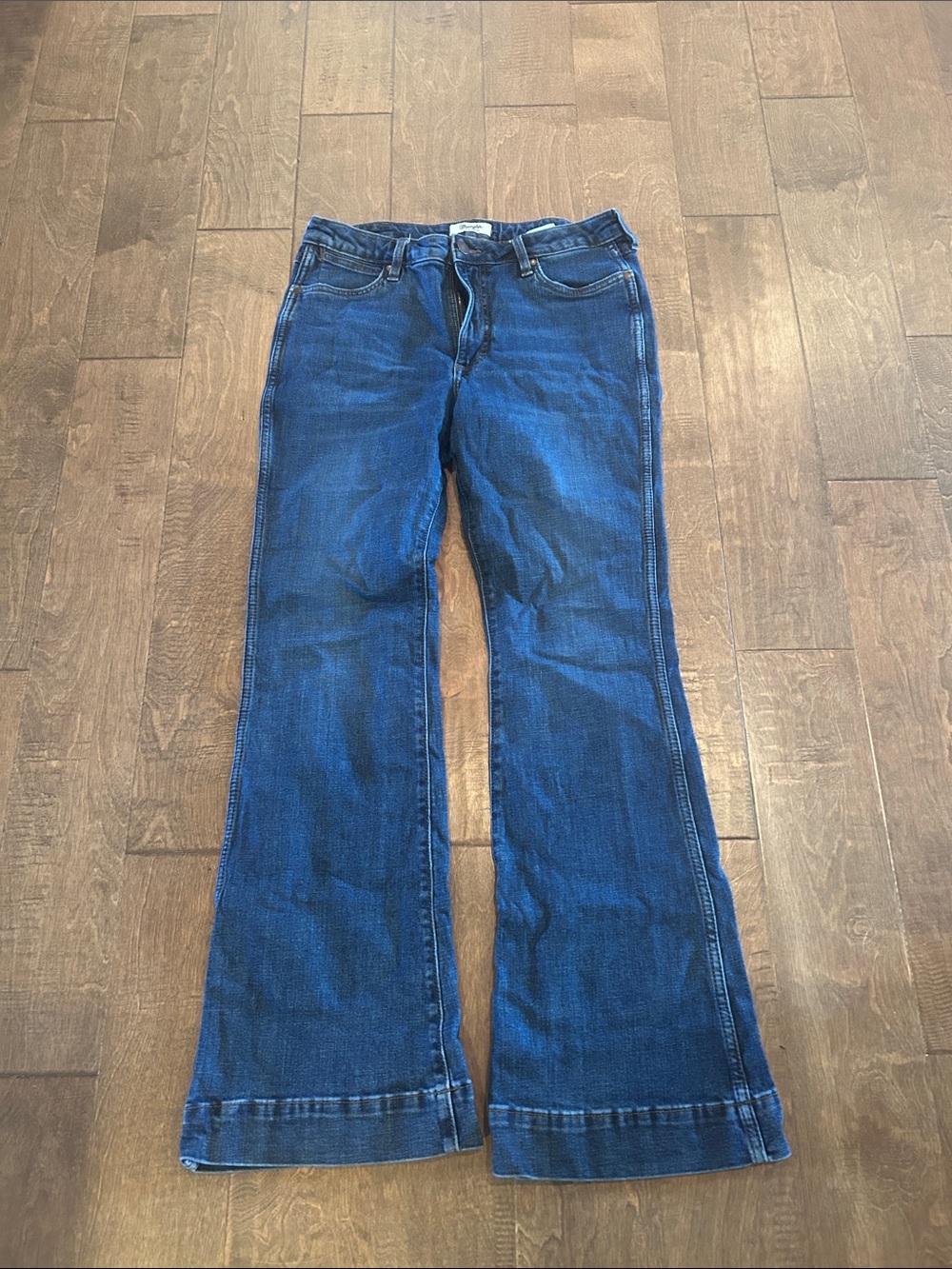 Women's Dark Blue Flare Jeans - Classic Wide Leg 31x34